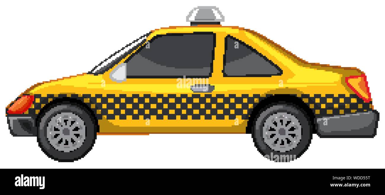 Taxi in yellow color on white background illustration Stock Vector