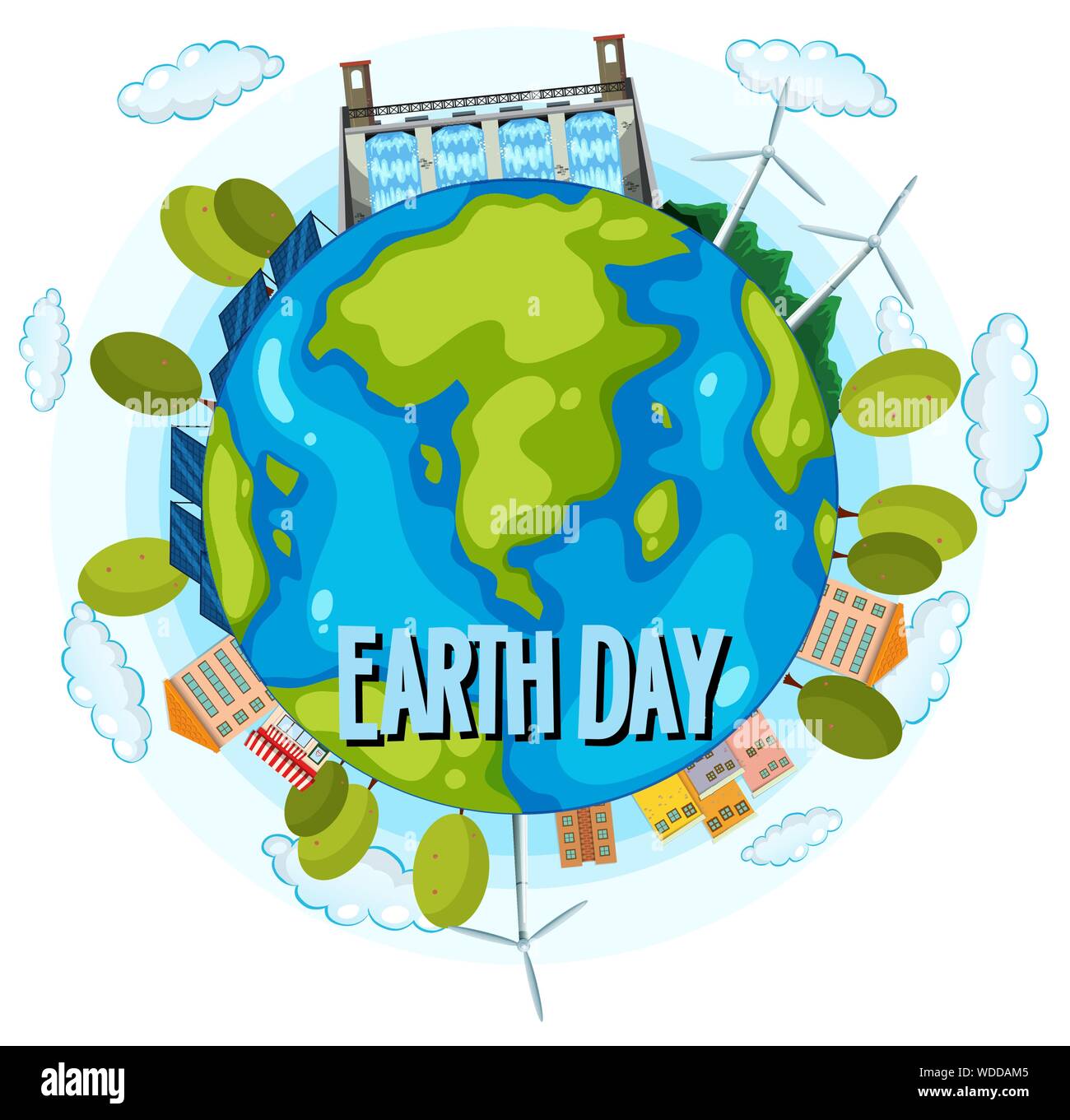 Clean energy earth day poster illustration Stock Vector