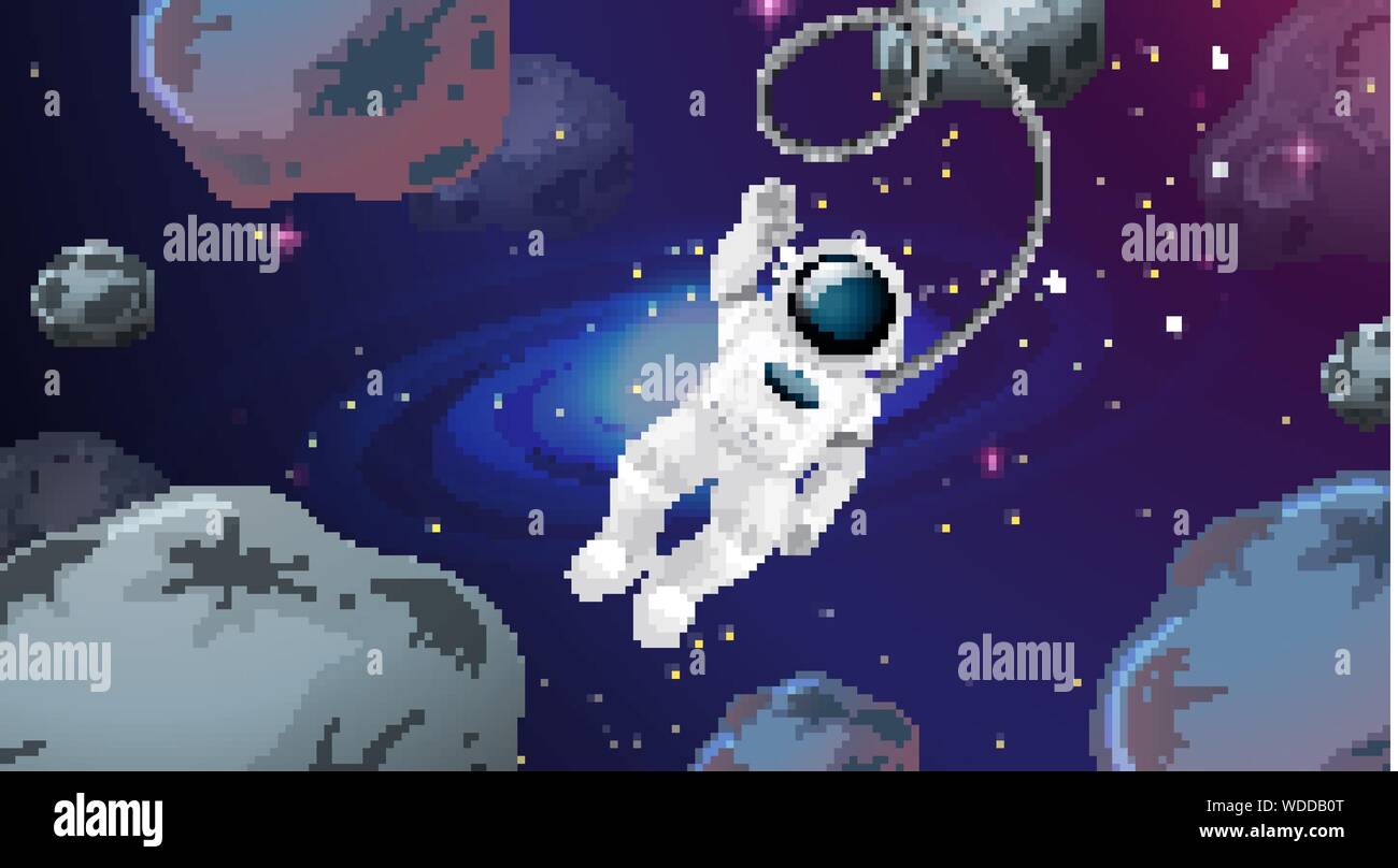 Astronaut in asteroid scene illustration Stock Vector Image & Art - Alamy
