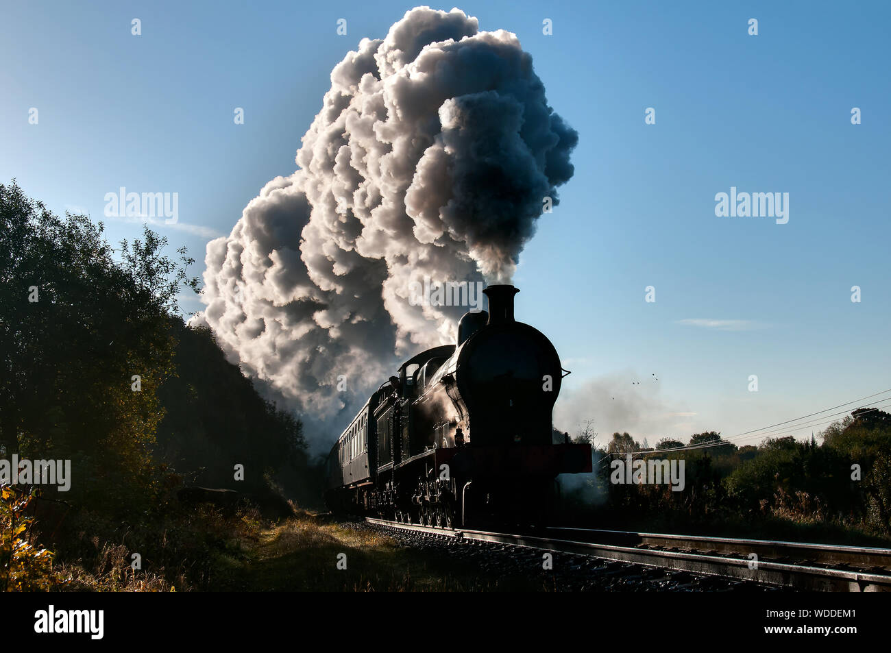 Super D 49395 passes little Burrs on the ELR during the railways October steam gala Stock Photo