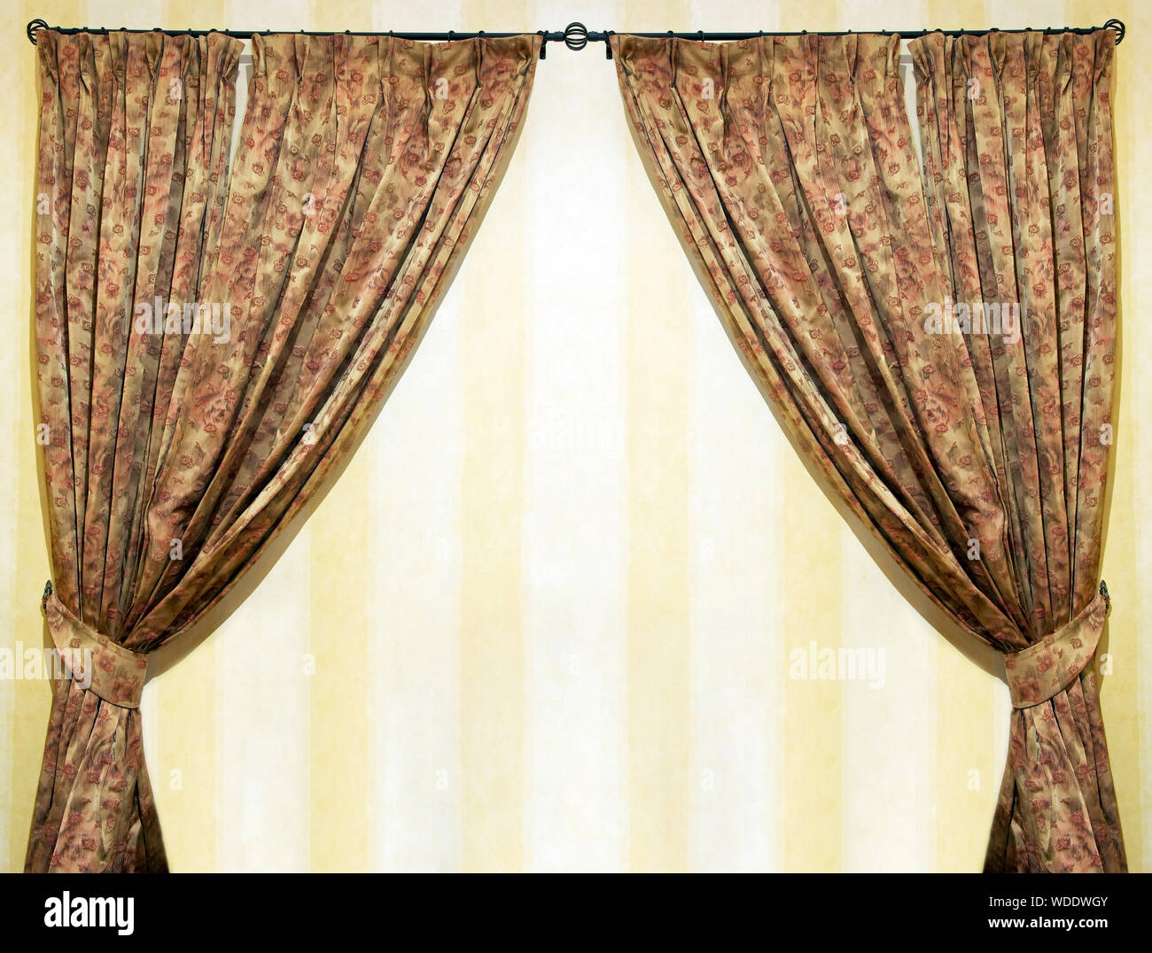 Vintage Style Curtains Made From Brown Velvet Stock Photo