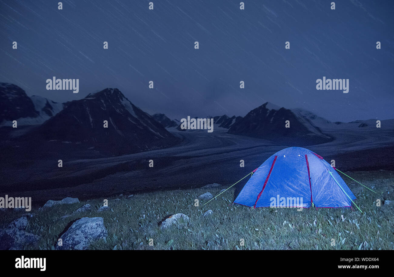 Tent under the stars in Altai Mountains, Mongolia Stock Photo - Alamy