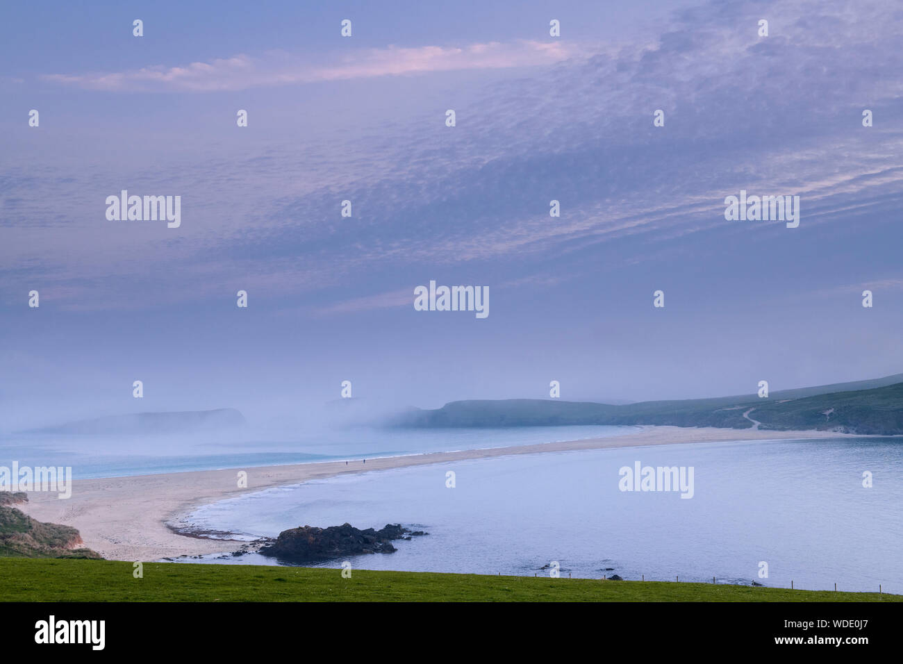 Beach under clouds on St Ninian´s Isle, Shetland, Scotland Stock Photo