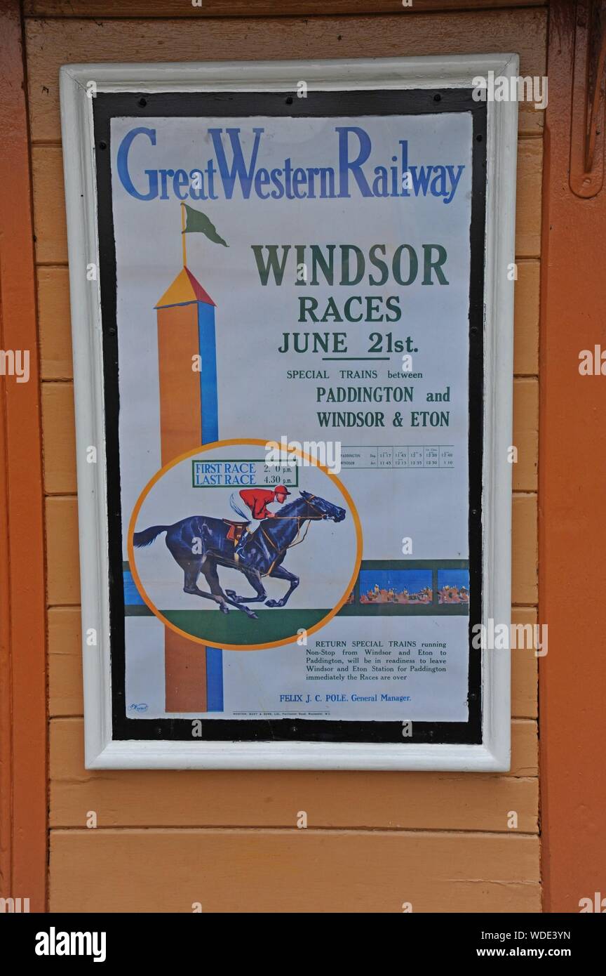 A Great Western Railway poster advertising windsor races at Didcot