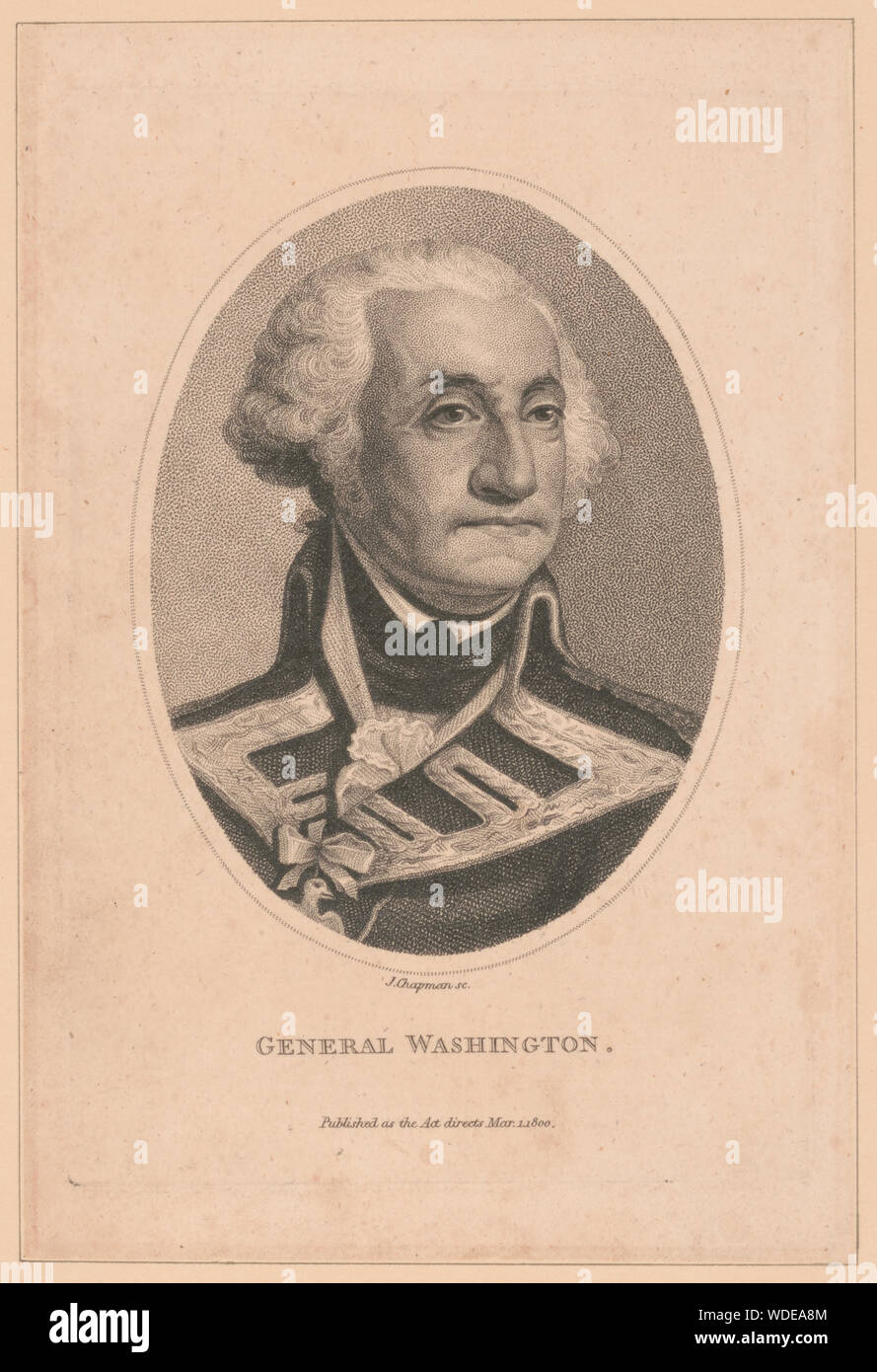 General Washington / J. Chapman sc. Abstract/medium: 1 print : stipple engraving  11.5 x 8.5 cm (image), 18.6 x 12.5 cm (sheet), 26.9 x 19 cm (mount) Stock Photo