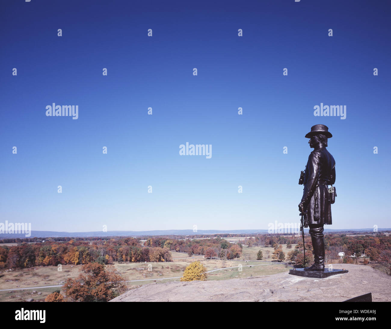 General Warren statue, Little Round Top, Gettysburg, Pennsylvania Stock