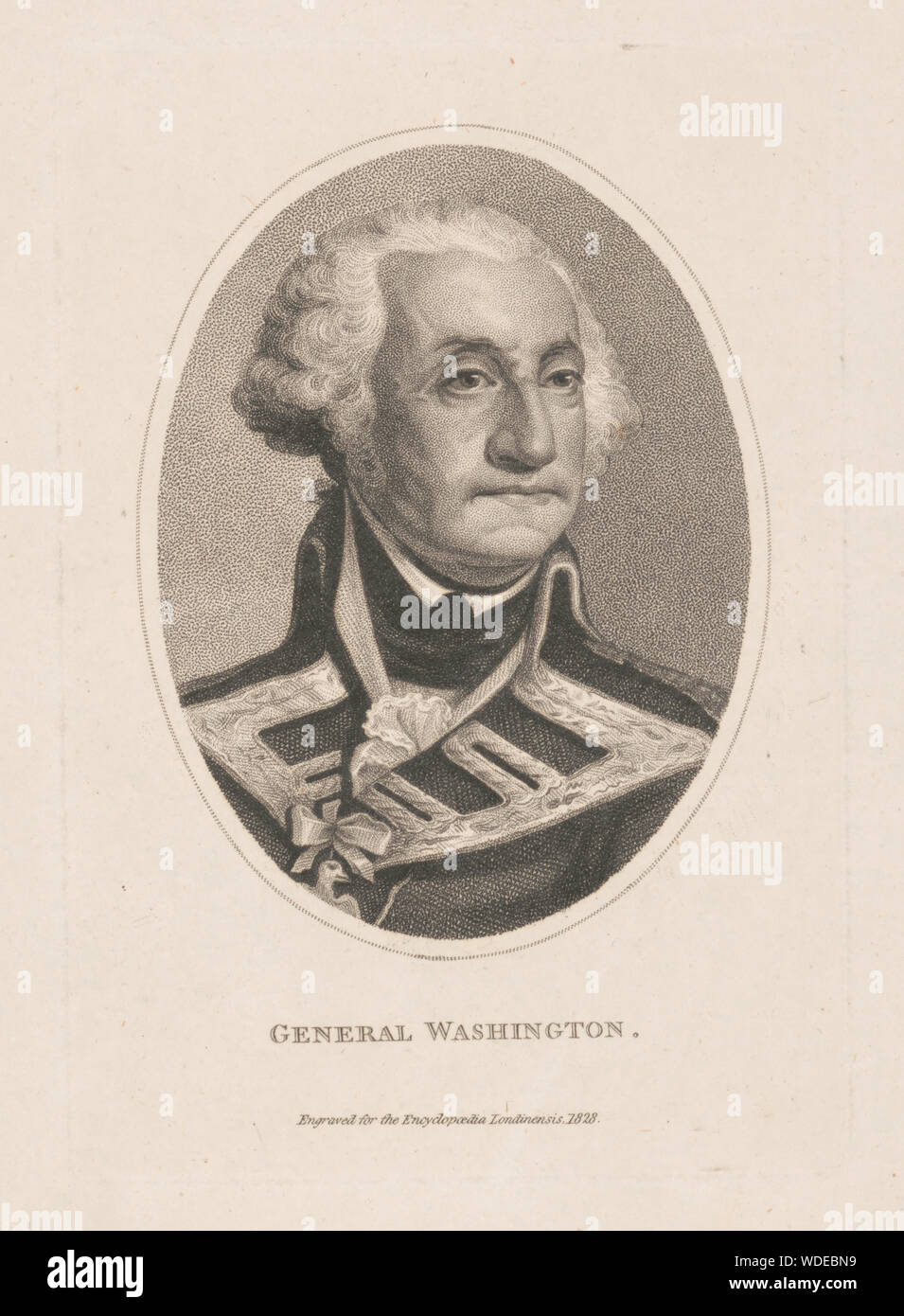General Washington Abstract/medium: 1 print : stipple engraving  11.5 x 8.5 cm (image), 16.3 x 11.4 cm (plate), 26.9 x 21.5 cm (sheet) Stock Photo