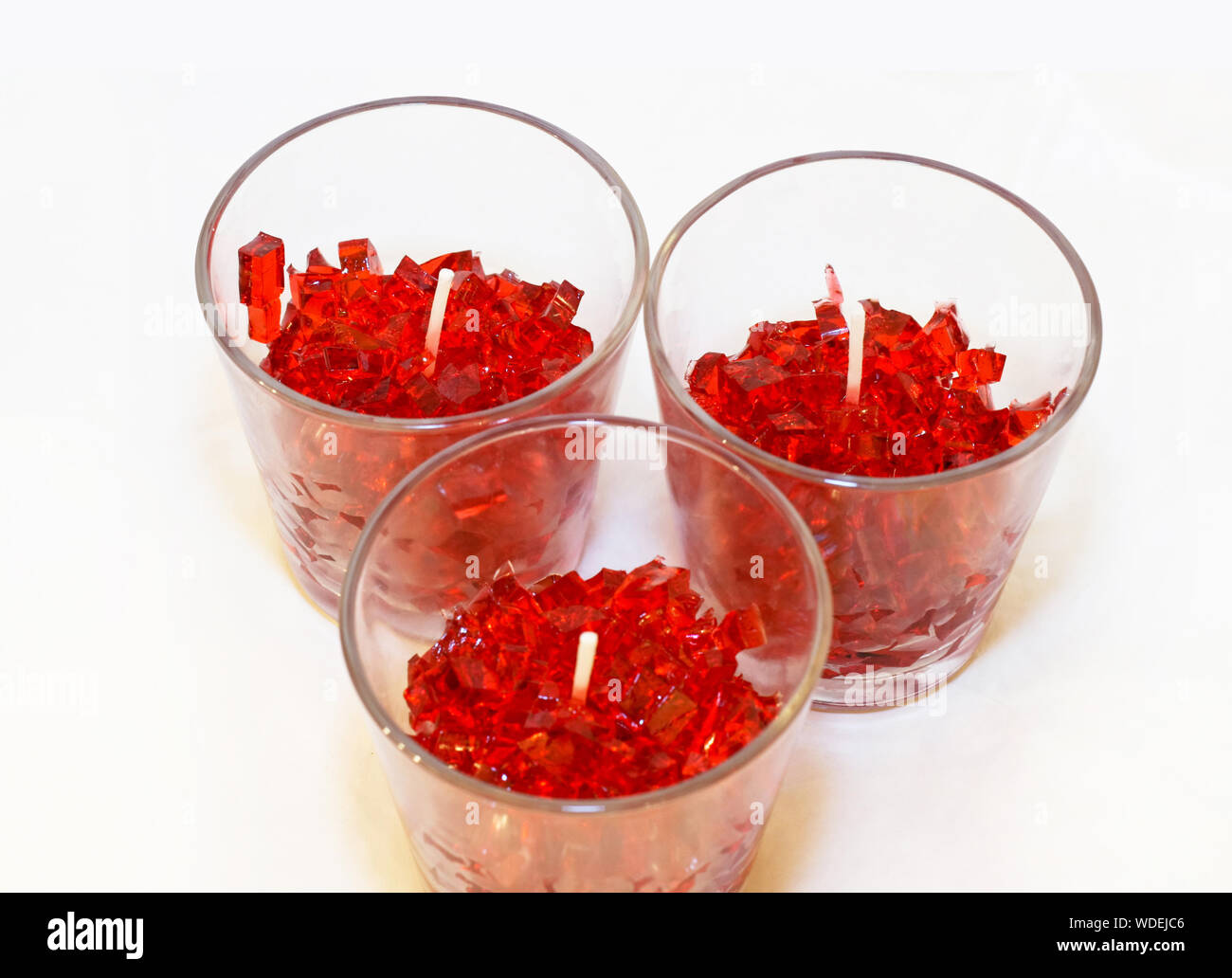 Three Special effects gel candles in glass Stock Photo Alamy