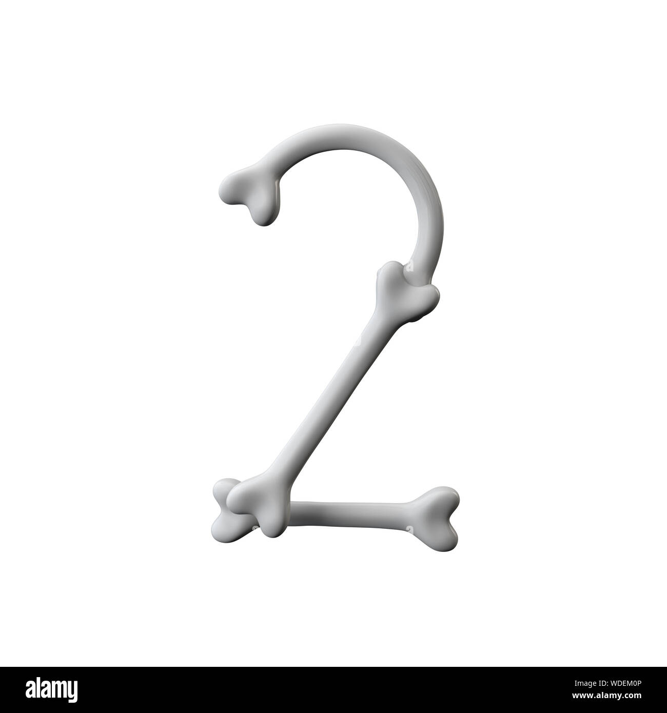 Number 2 bone font. Halloween alphabet letter. 3D Rendering Stock Photo -  Alamy
