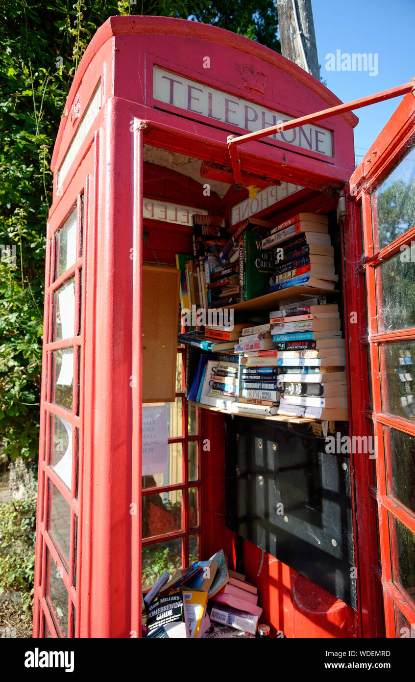 Disused Old British Telecom Red Phonebox That Is Now Used As A Book ...