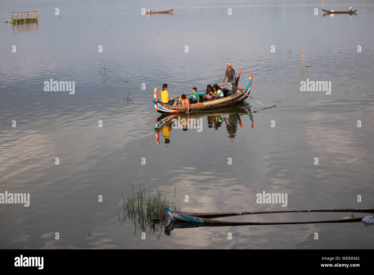 MANDALAY/MYANMAR(BURMA) - 30th July, 2019 : U BEIN BRIDGE is one of the famous teakwood bridge in the world. Located in Mandalay, Myanmar. Stock Photo