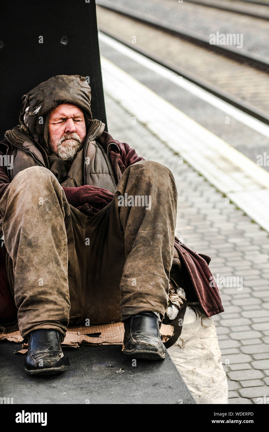 Portrait Of Homeless Man Stock Photo - Alamy
