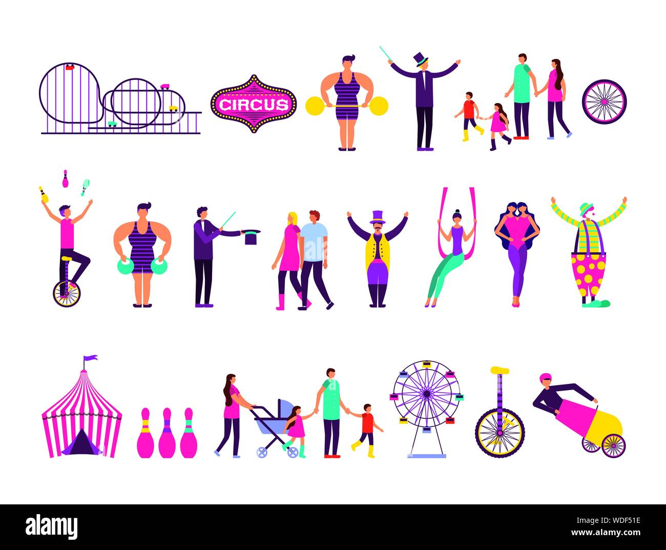 bundle of people and circus fair set icons Stock Vector Image & Art - Alamy