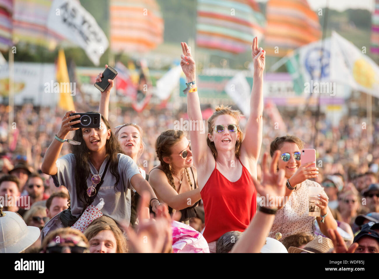 Fans of Two Door Cinema Club at the Other Stage at the Glastonbury Festival 2019 in Pilton, Somerset Stock Photo
