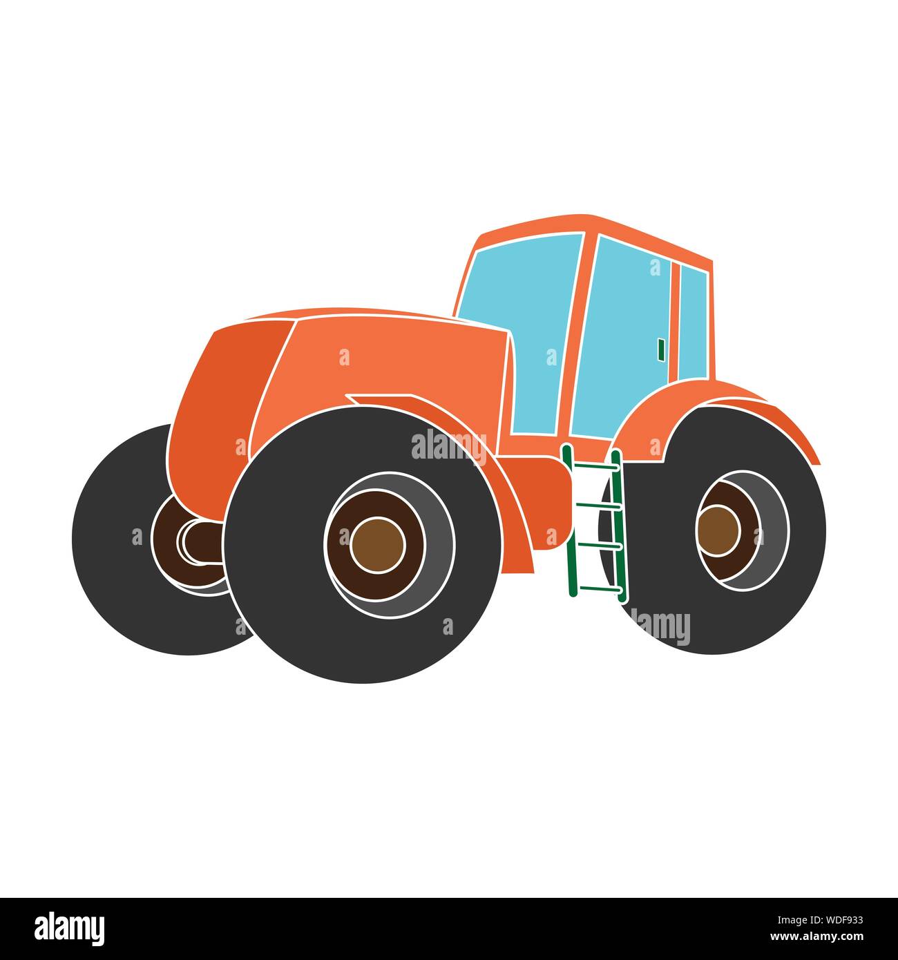 Combine harvesting .Green tractor with large wheels. Agricultural