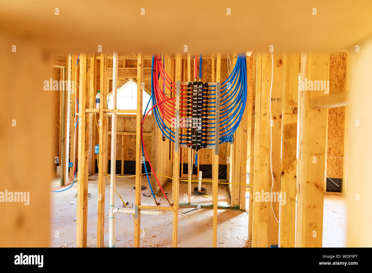 PEX plumbing manifold for water distribution in new home construction