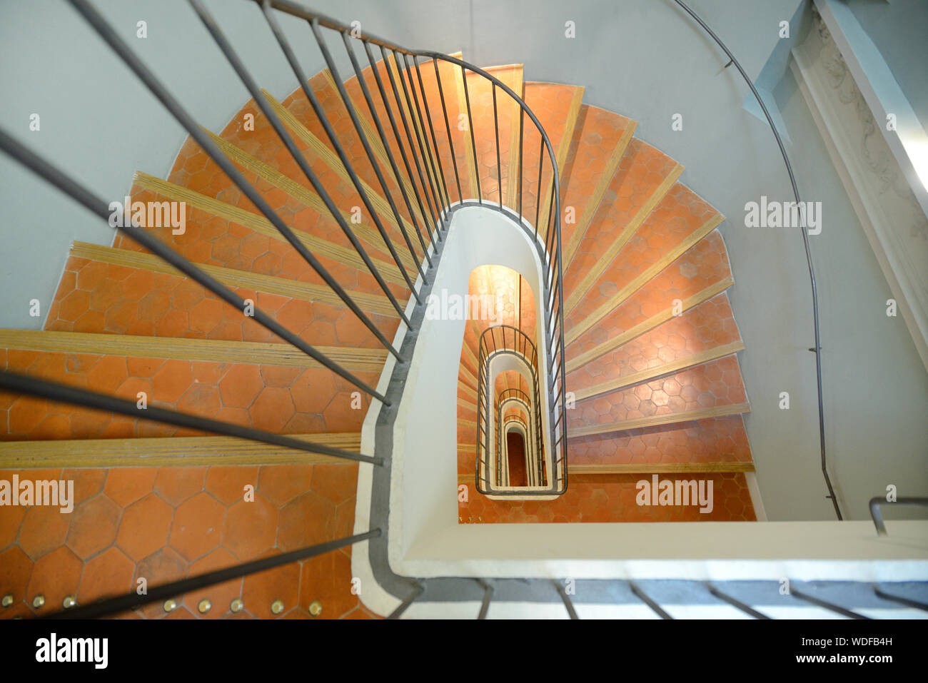Spiral Staircase inside Hôtel de Caumont (1715-1742) Art Centre, an Historic Hôtel Particulier, Mansion or Townhouse, Aix-en-Provence, Provence France Stock Photo