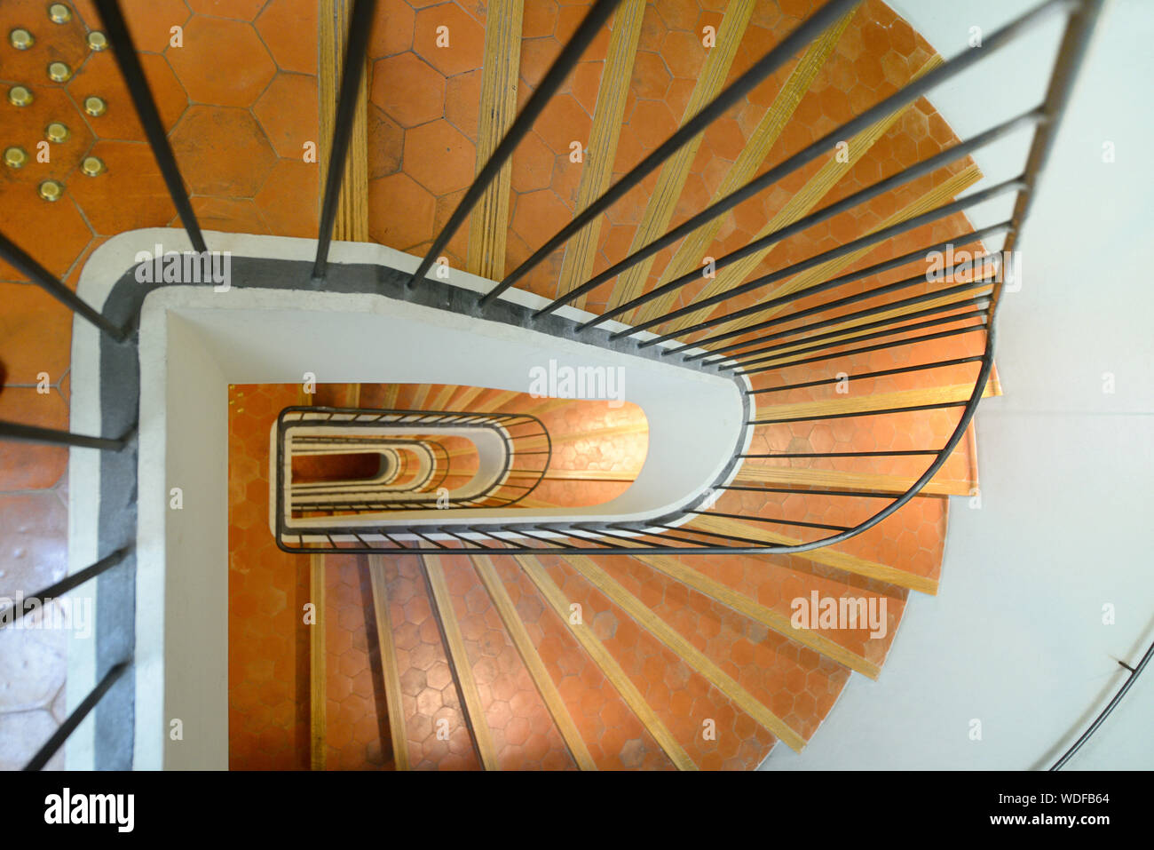 Spiral Staircase inside Hôtel de Caumont (1715-1742) Art Centre, an Historic Hôtel Particulier, Mansion or Townhouse, Aix-en-Provence, Provence France Stock Photo