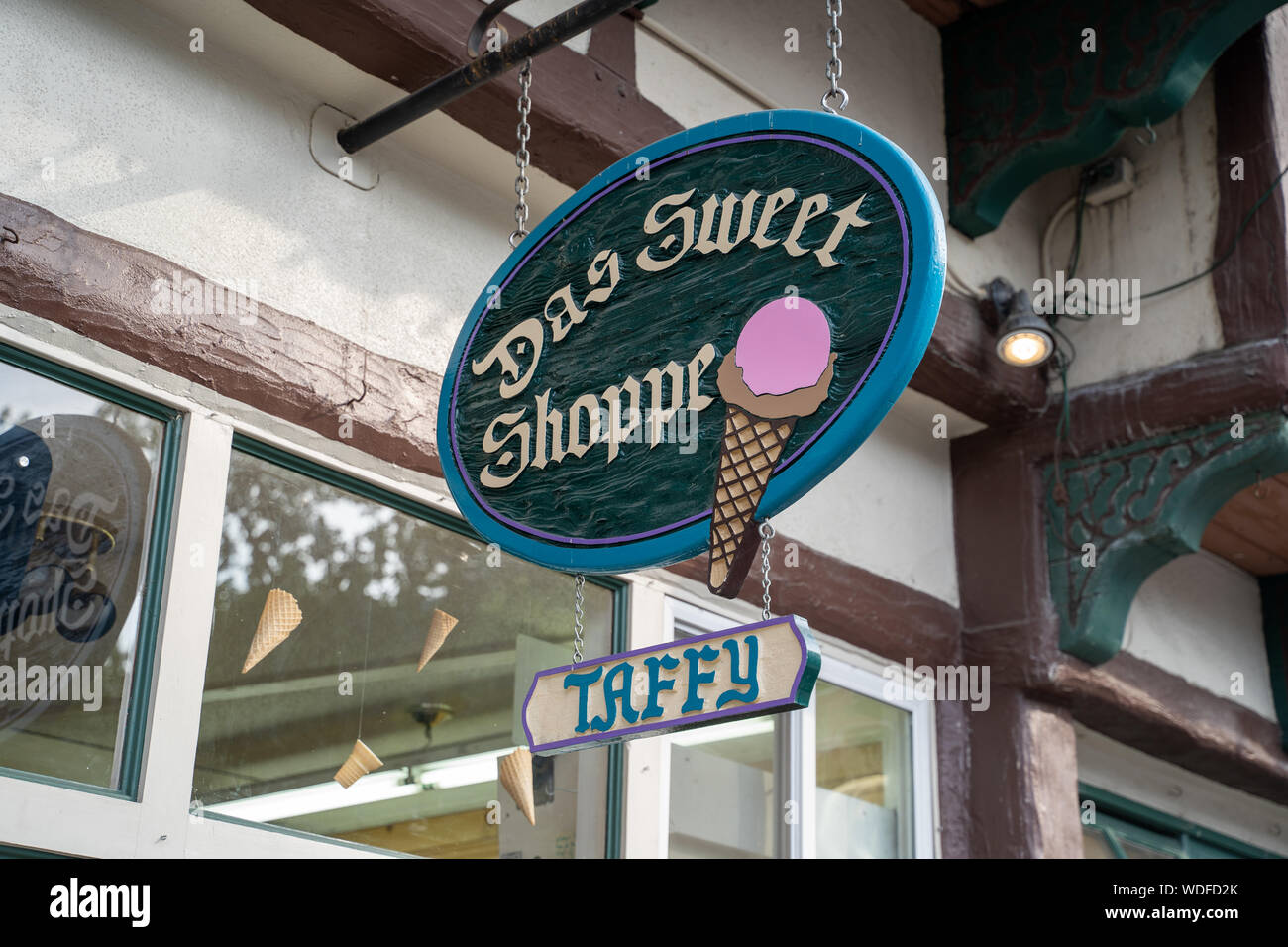 Leavenworth, Washington July 4, 2019 Sign for Das Sweet Shoppe in