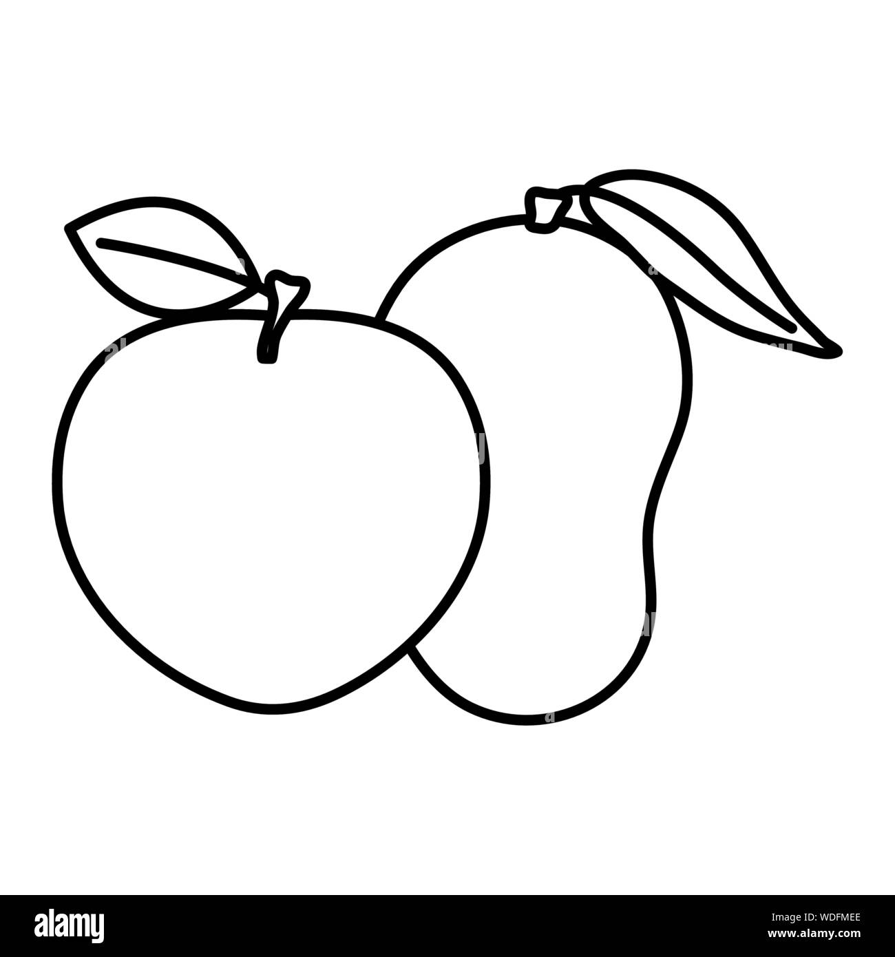 fresh mango and apple fruits vector illustration design Stock Vector