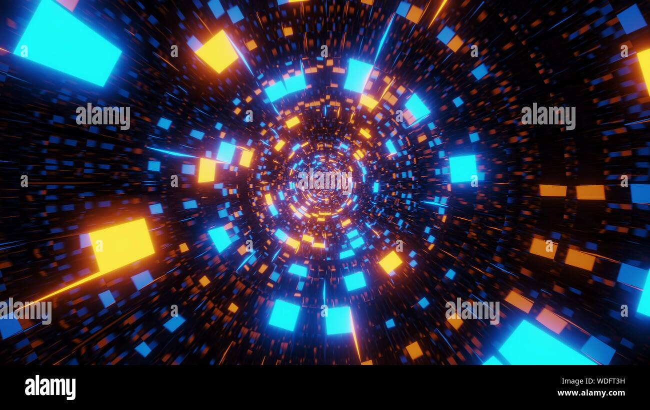 abstract glowing and reflective pattern tunnel design 3d illustration ...