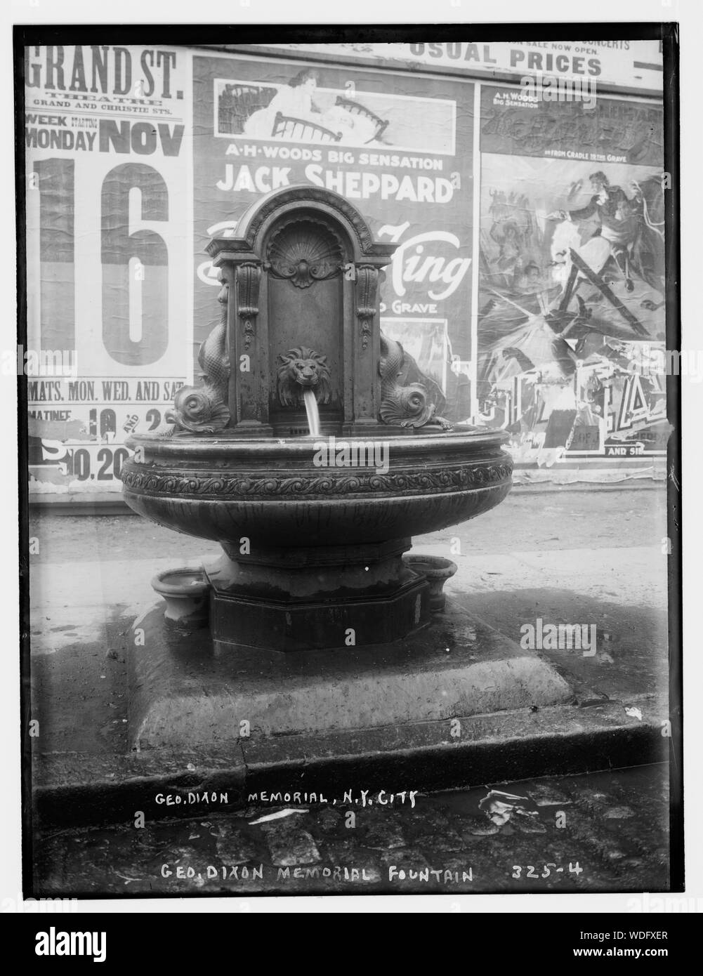 Geo. Dixon Memorial Fountain, N.Y. City Abstract/medium: 1 negative : glass  8 x 10 in. Stock Photo