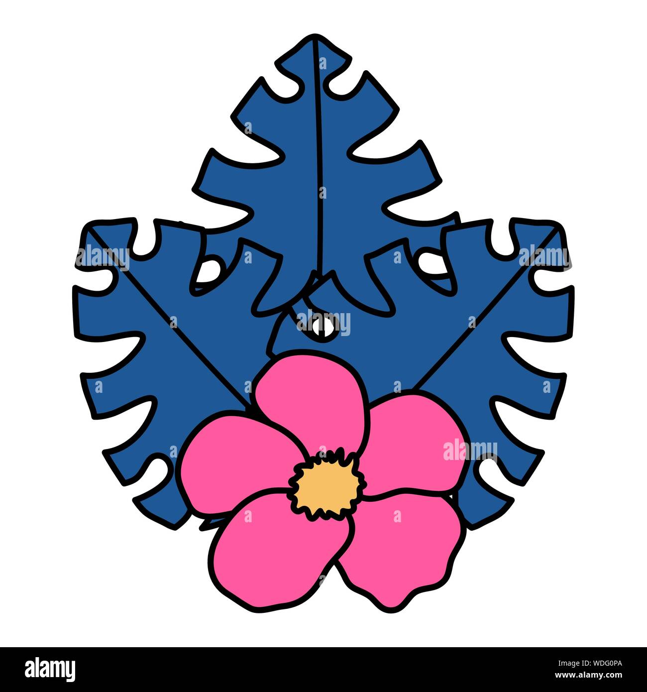 exotic and tropical flower with leafs garden vector illustration design ...