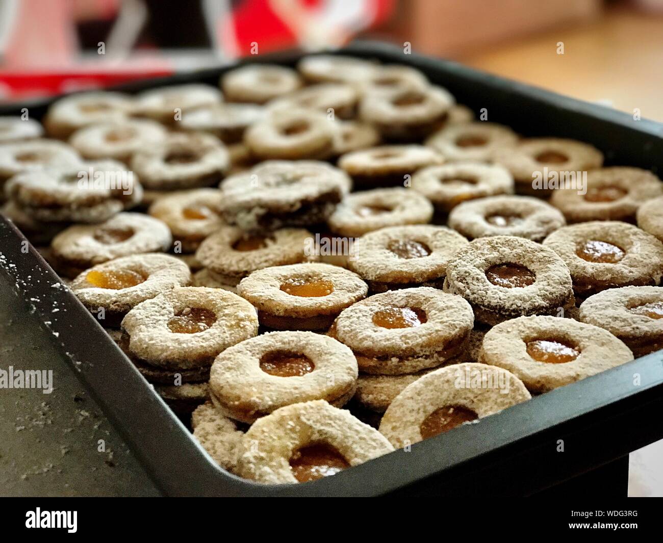 Tray Of Linzer Augen Cookies Stock Photo