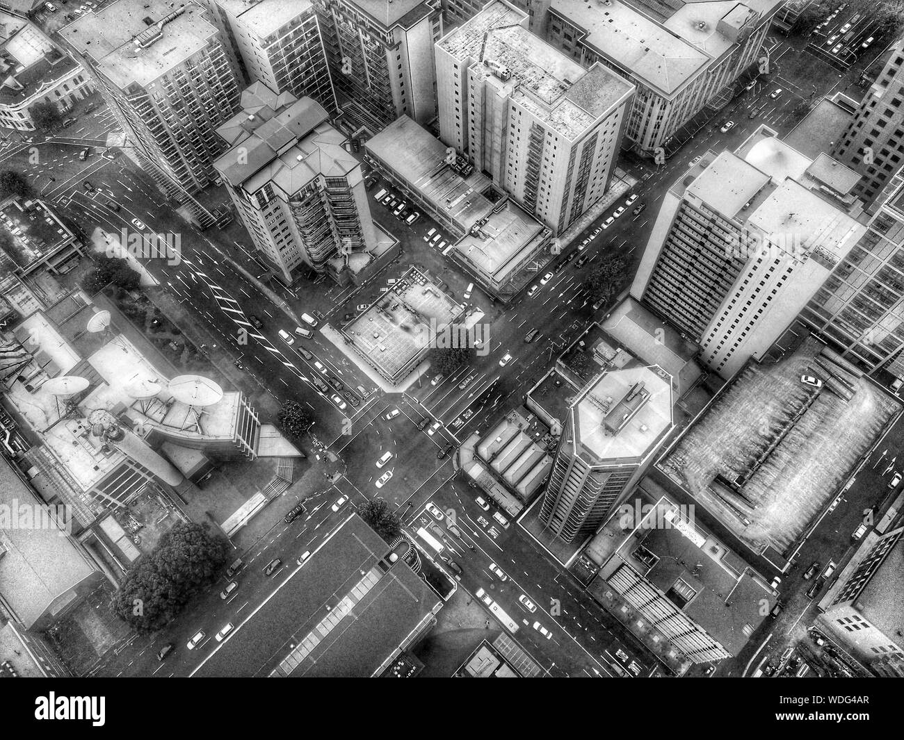 Aerial view of car Black and White Stock Photos & Images - Alamy