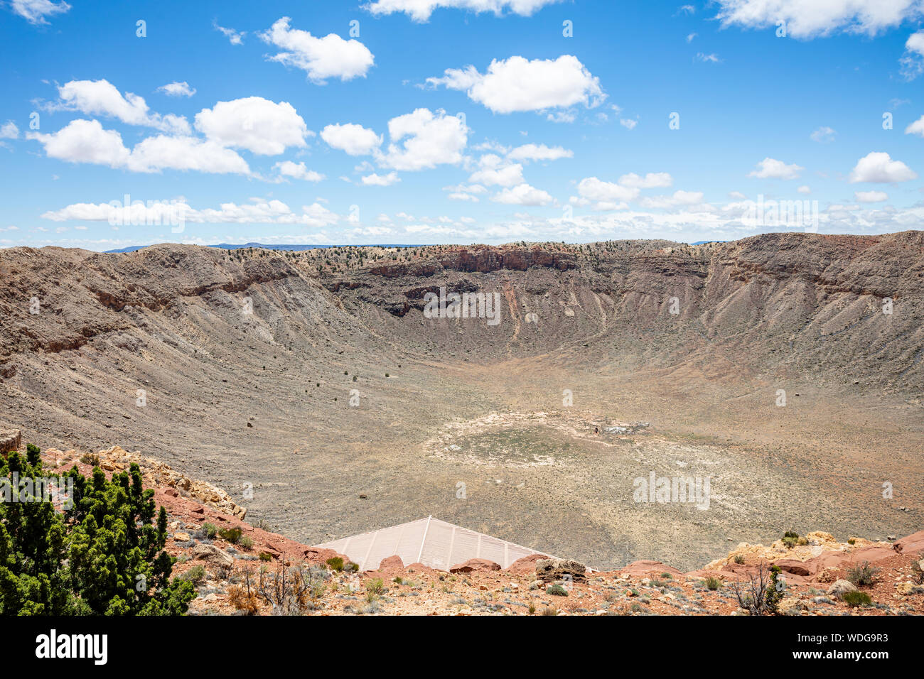 Winslow Arizona, US. May 23, 2019. Barringer Meteor crater, blue sky, sunny spring day Stock Photo