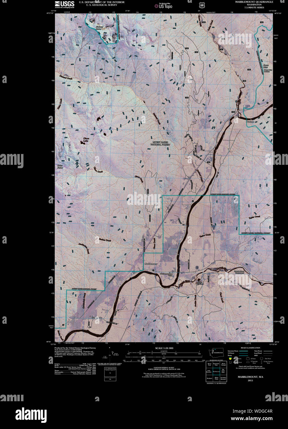 USGS Topo Map Washington State WA Marblemount 20110510 TM Inverted
