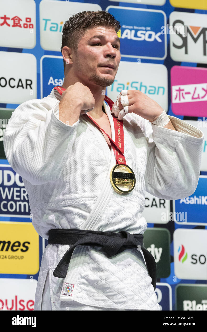August 29 2019 Tokyo Japan Gold Medalist Noel Van T End Of The Netherlands Poses For The Cameras During The Award Ceremony Of The Men S 90kg Category Of The World Judo Championships
