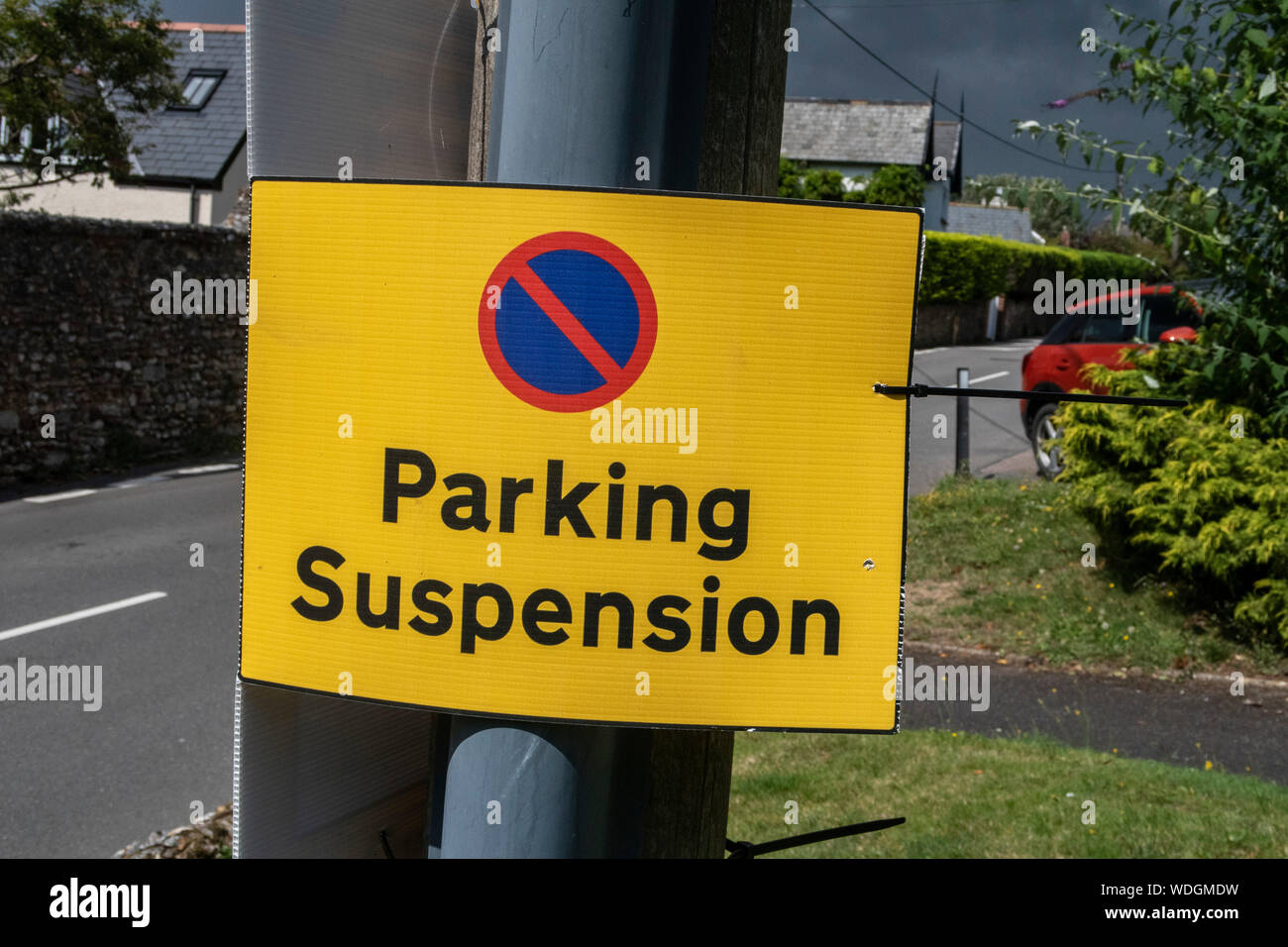 Parking Suspension Sign In Sidmouth Devon UK Stock Photo Alamy