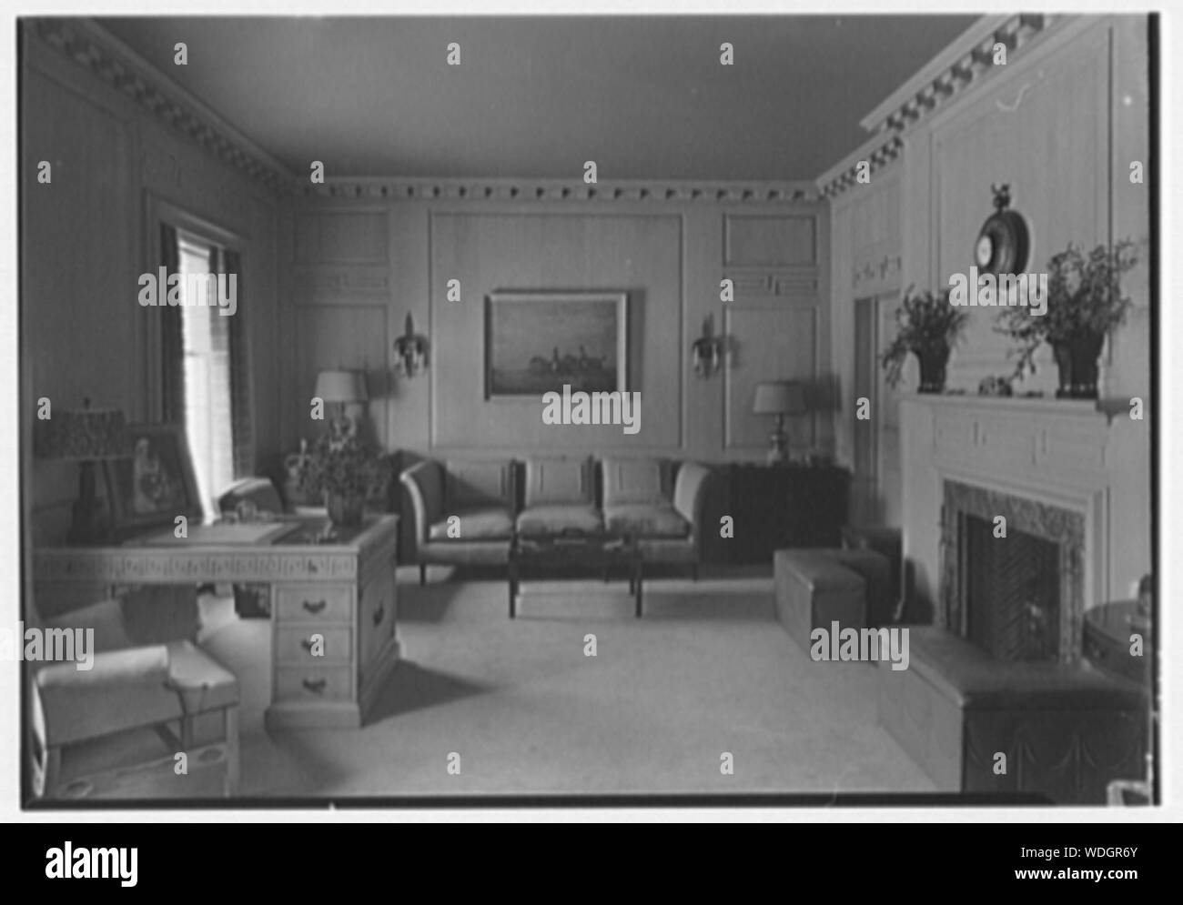 George O. Johnston, residence at 20 Lothrop Rd., Grosse Pointe Farms, Michigan. Abstract/medium: Gottscho-Schleisner Collection Stock Photo
