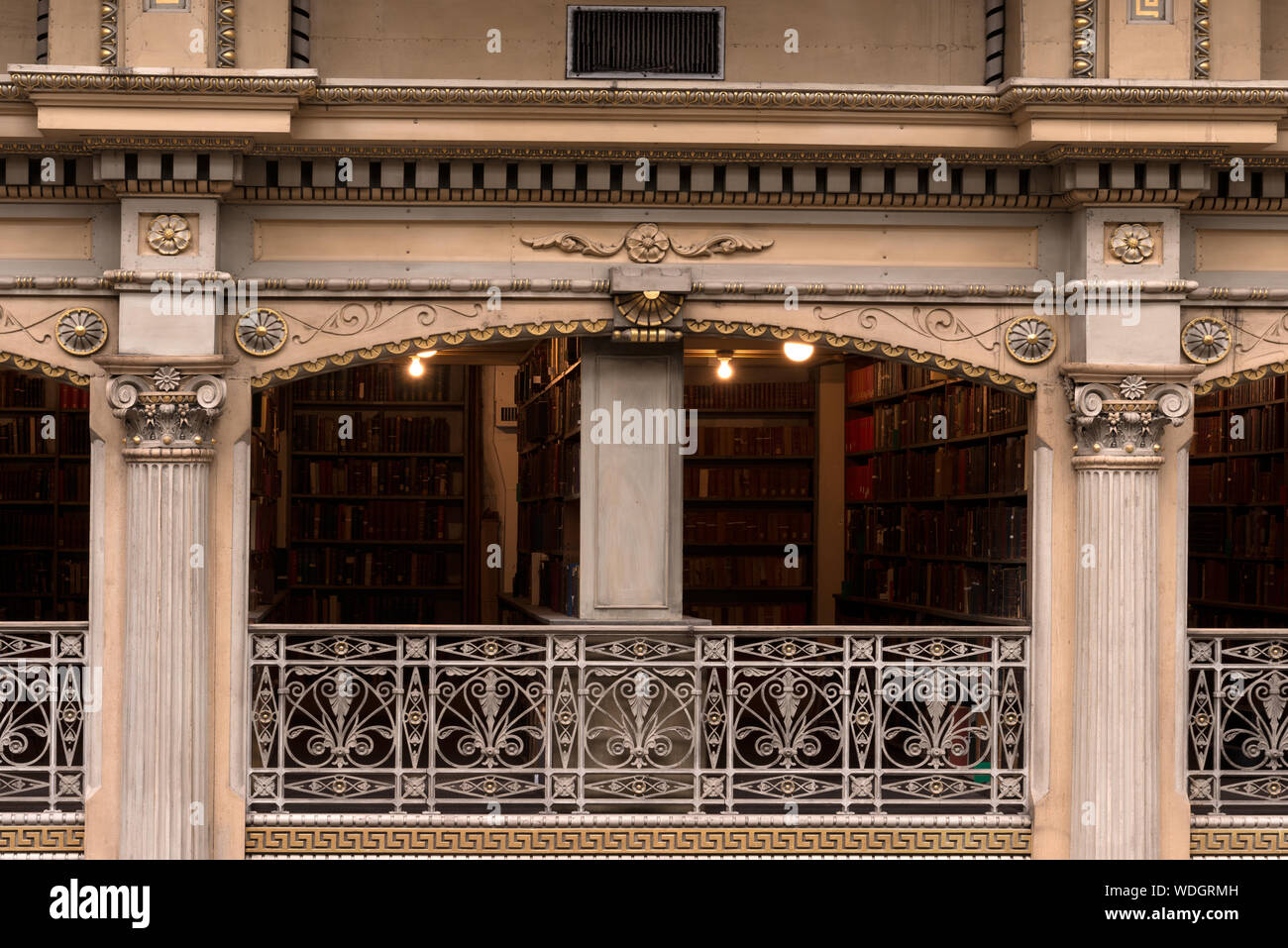 George Peabody Library, formerly the Library of the Peabody Institute of the City of Baltimore, is part of the Johns Hopkins Sheridan Libraries. Baltimore, Maryland Stock Photo