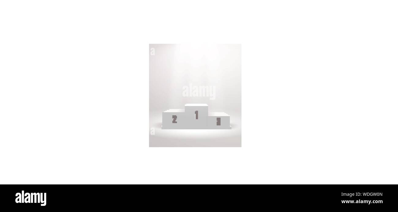 White winners podium. Pedestal. Spotlight. Vector illustration. Stock Vector