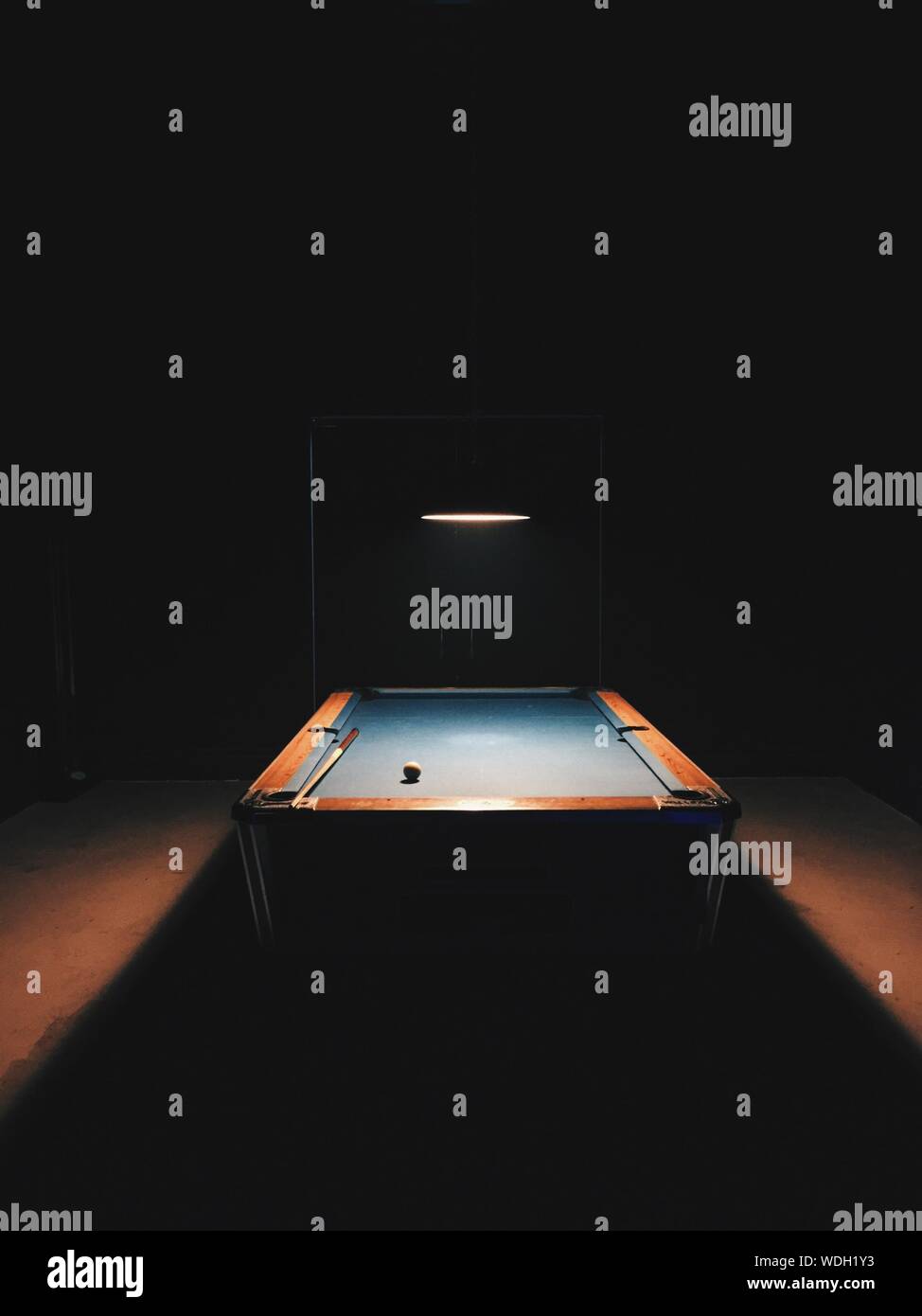 Illuminated Electric Light Above Pool Table Stock Photo Alamy