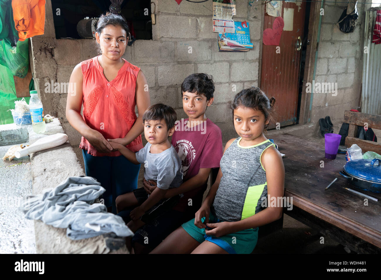 Portraits of the Morales Lopez family who live in a modest home in  Usumatlan, Zacapa in the east central highlands of Guatemala. Mother Irma  Noemi Morales Lopez left the family under the