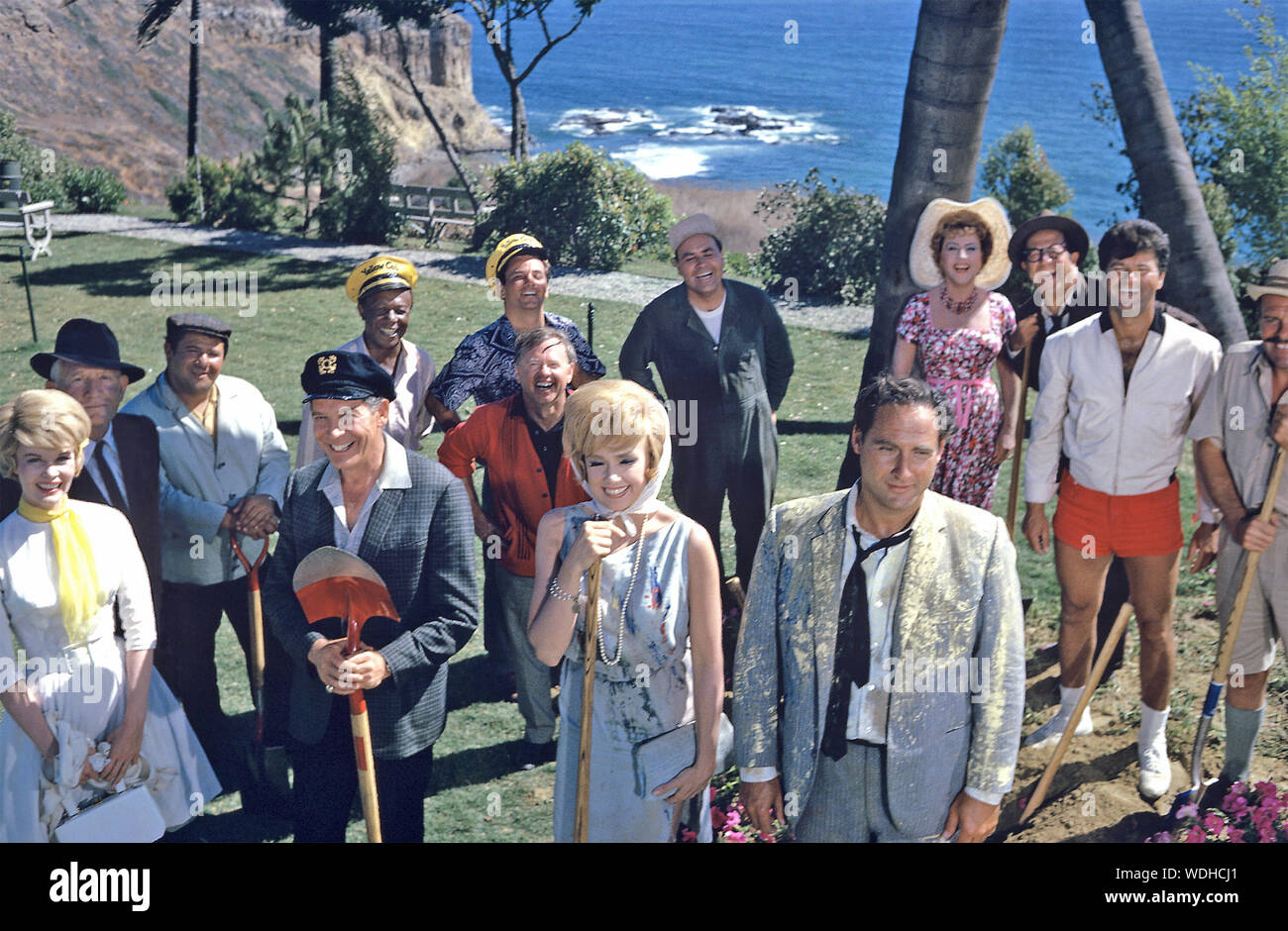IT'S A MAD, MAD, MAD, MAD WORLD 1963 United Artists film with front row from left: Dorothy Provine, Milton Berle, Edie Adams,  Sid Caesar Stock Photo