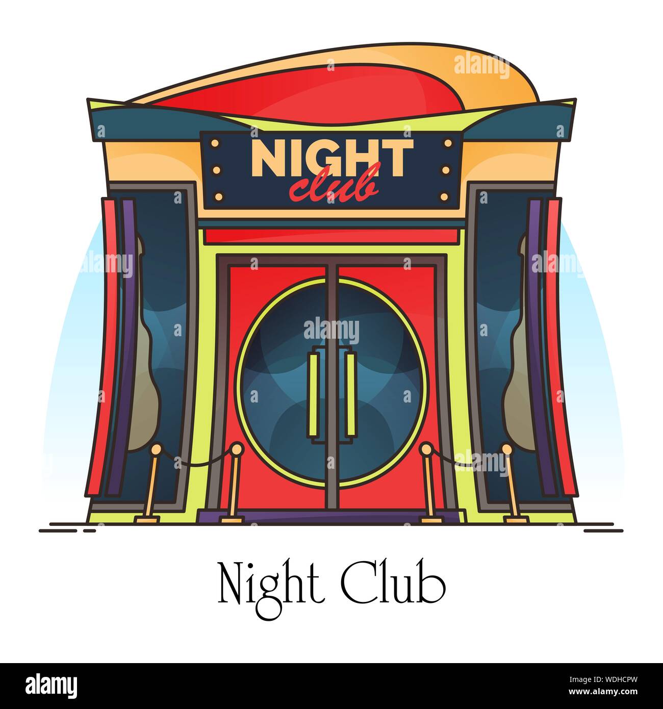 Night club entrance or building for party, dance Stock Vector