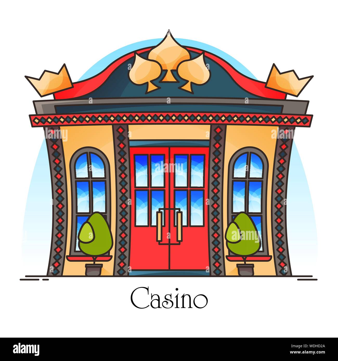 Casino building or gambling house entrance Stock Vector