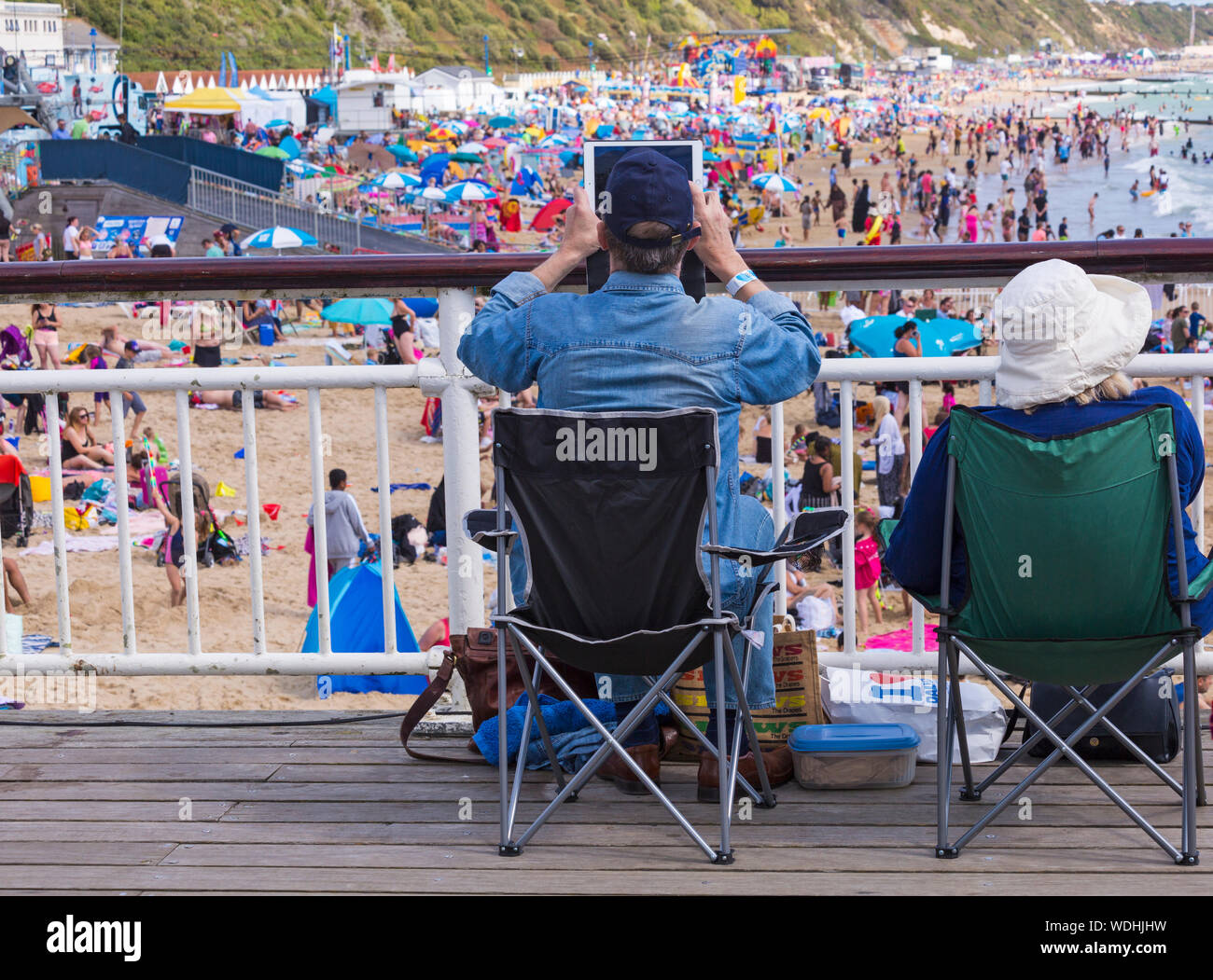 Bournemouth, UK. 29th August 2019. Up to a million people are set to descend on Bournemouth over the next four days as the 12th annual Bournemouth Air Festival gets underway. Credit: Carolyn Jenkins/Alamy Live News Stock Photo