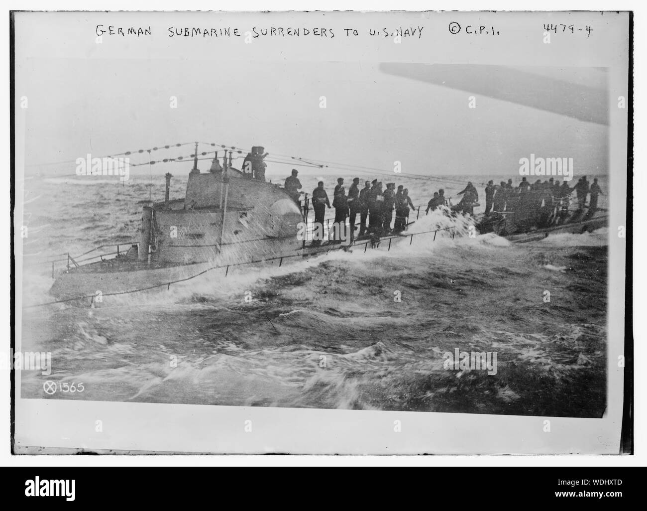 German submarine surrenders to U.S. Navy Abstract/medium: 1 negative : glass  5 x 7 in. or smaller. Stock Photo