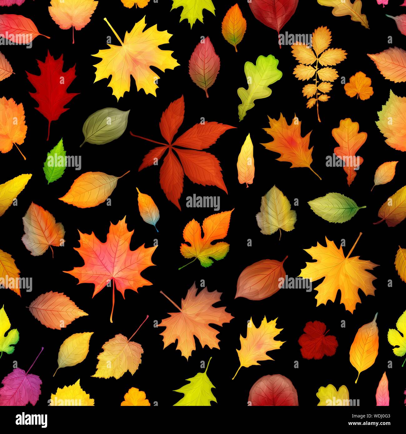 Colorful autumn leaves seamless pattern background. Vector illustration ...