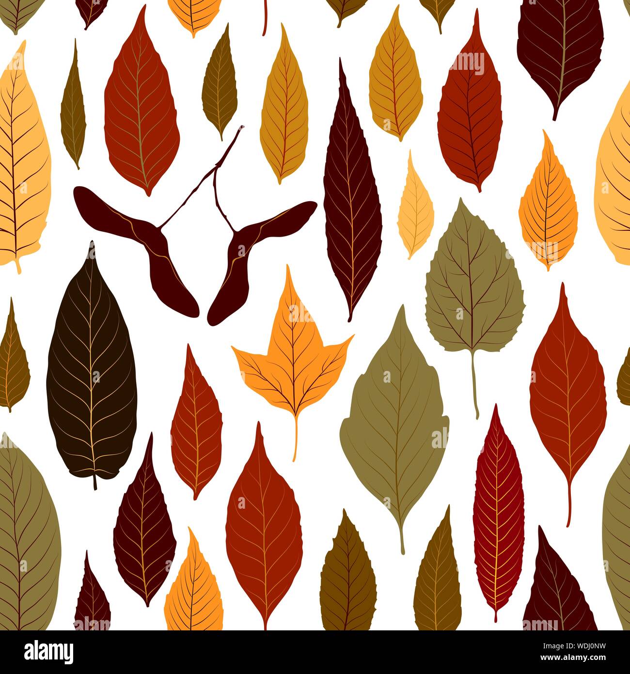 Seamless pattern vector background with colorful autumn leaves Stock ...
