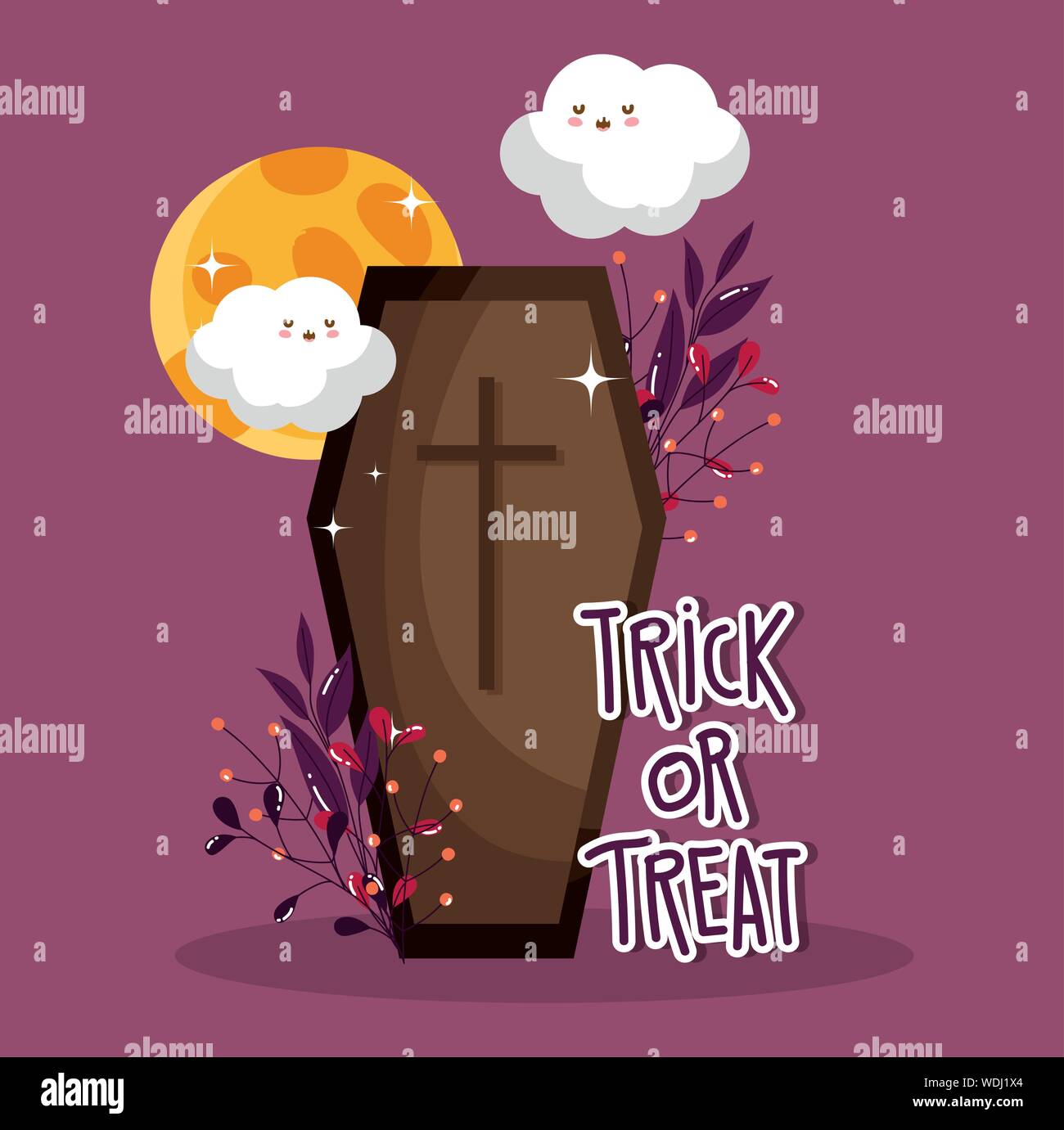 coffin trick or treat - happy halloween vector illustration Stock ...