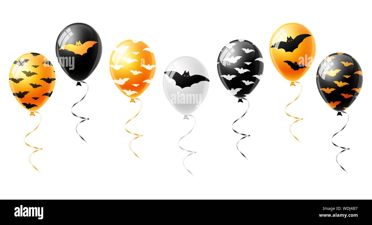 Orange and black balloons set for Halloween isolated on white background vector Stock Vector