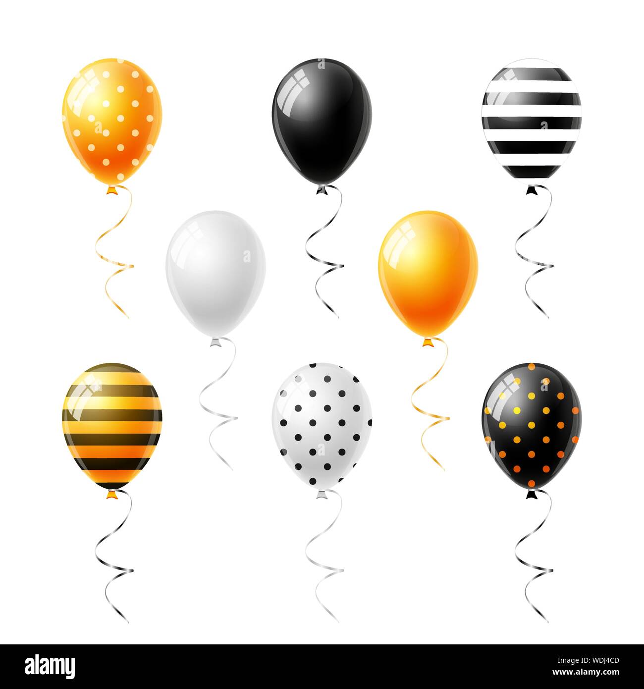 Colorful balloons set for Halloween isolated on white background vector ...