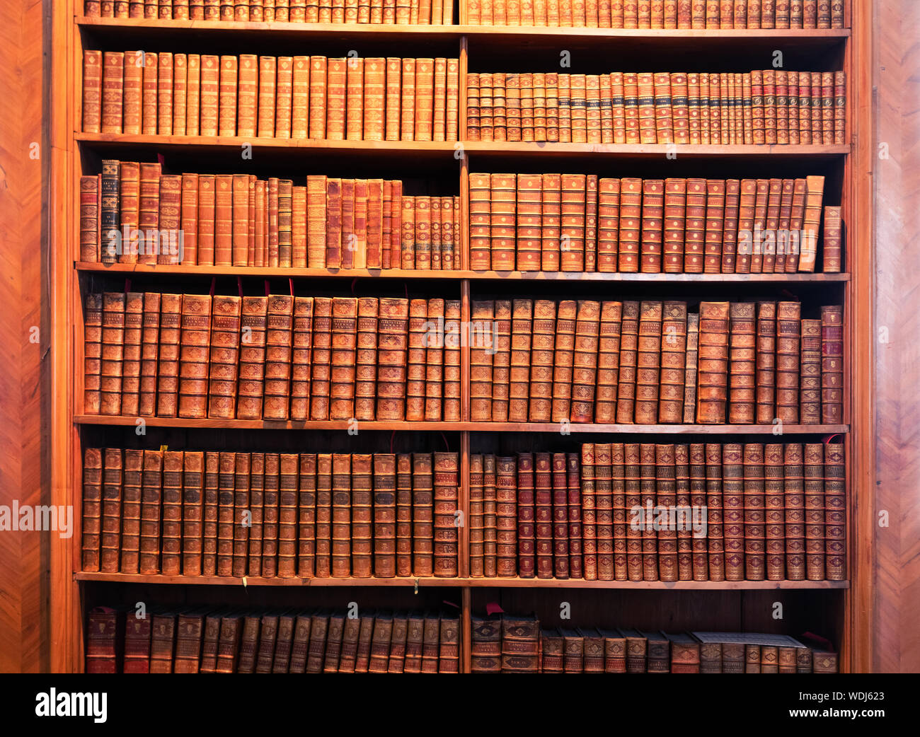 Old Books From The National Library Of Austria On The Shelves Of A