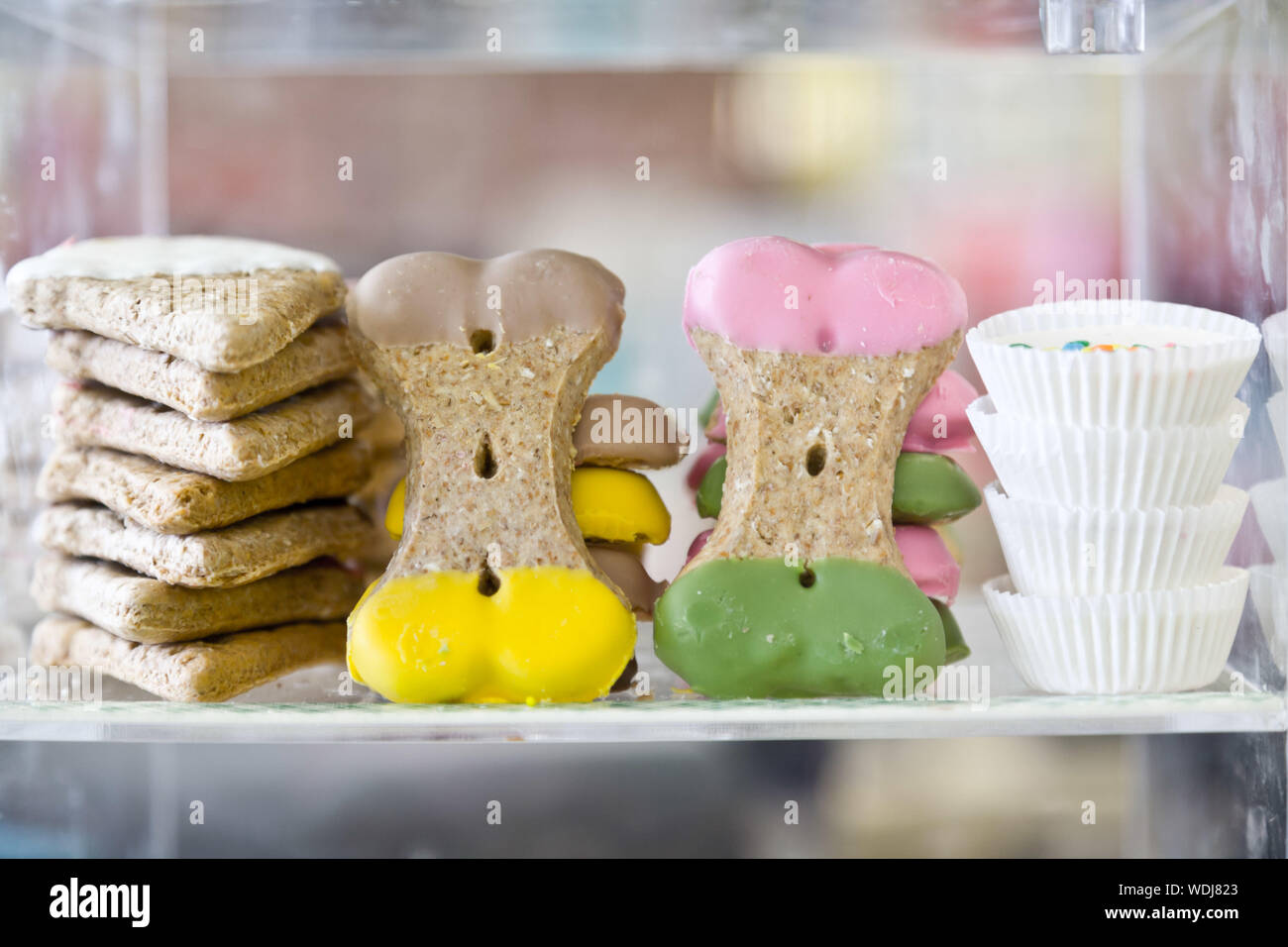 Close-up Of Desserts Arranged In Display Case At Store Stock Photo